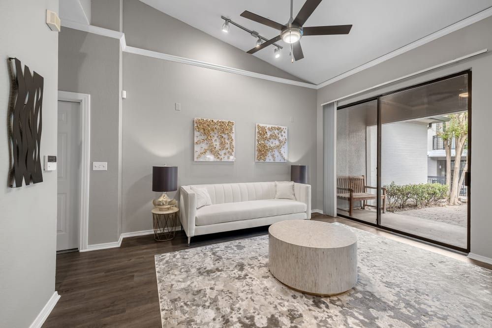 Living room at Marquis at Waterview in Richardson, TX.