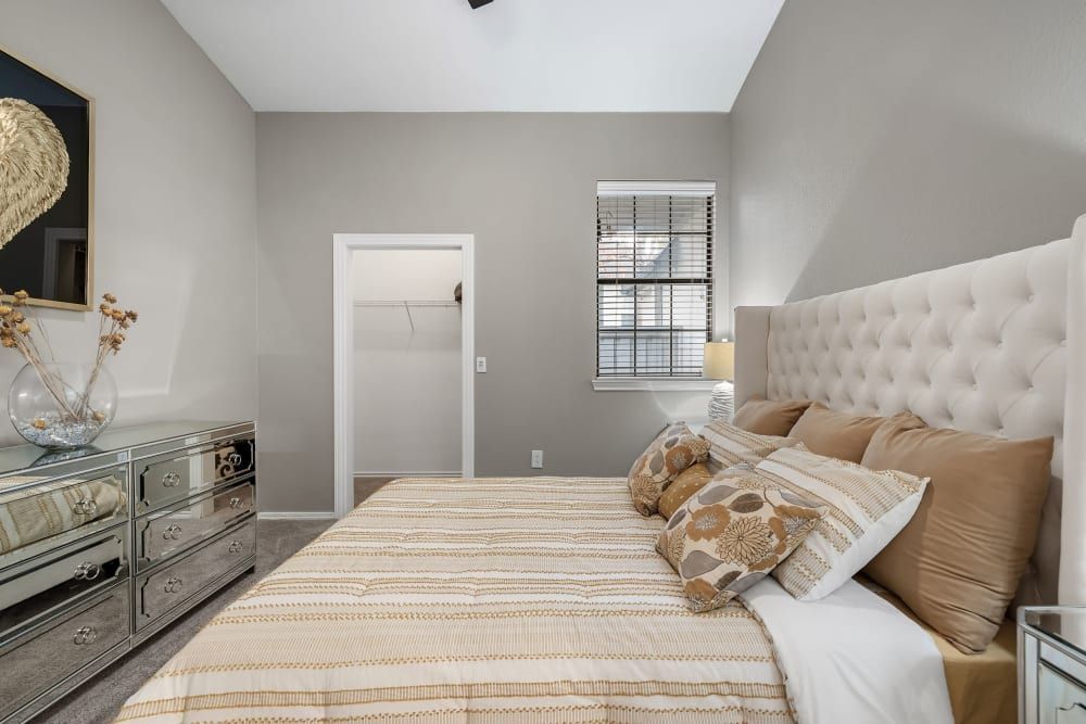 Bedroom at Marquis at Waterview in Richardson, TX.