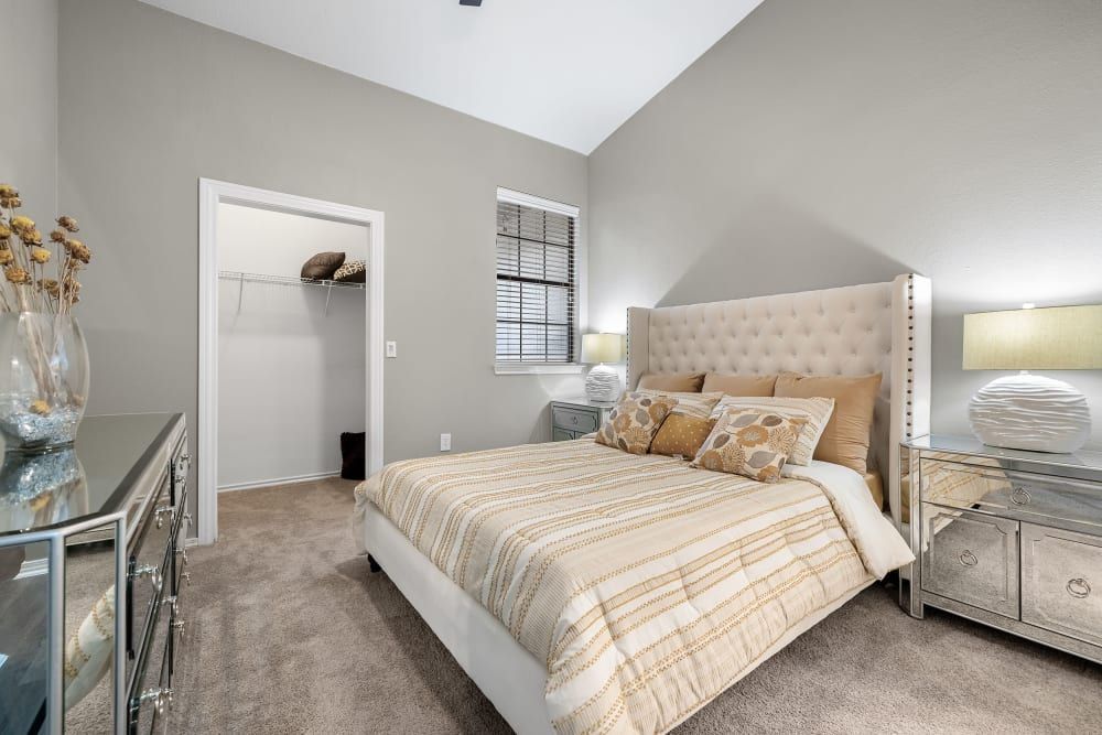 Bedroom at Marquis at Waterview in Richardson, TX.