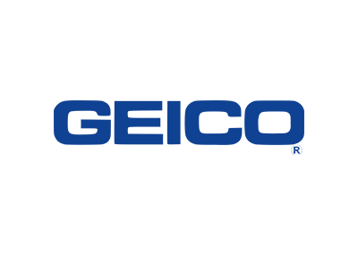 The geico logo is blue and white on a white background.