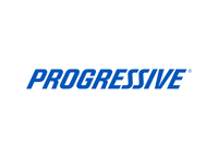 The logo for progressive is blue and white on a white background.