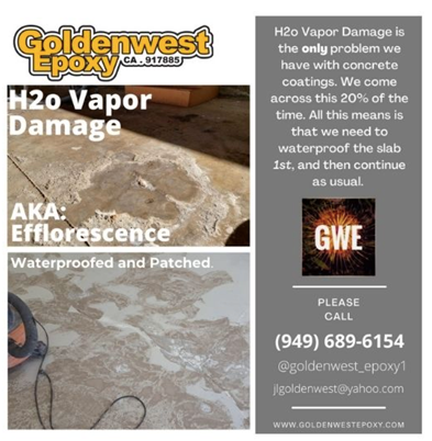 An advertisement for goldenwest epoxy has a picture of a concrete slab