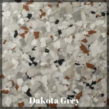 A close up of a floor with the words dakota grey on it