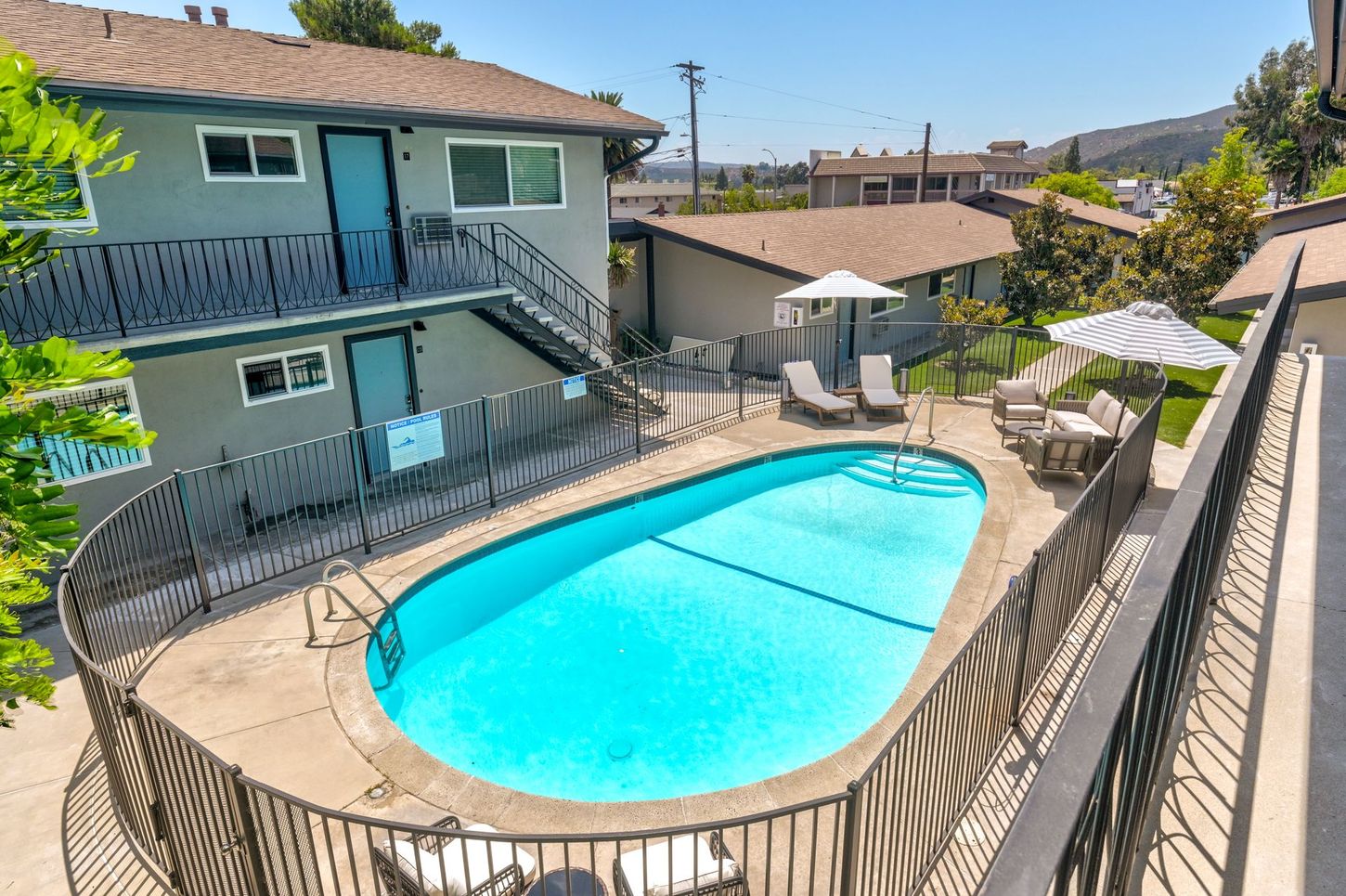 photo showing the pool from upstairs