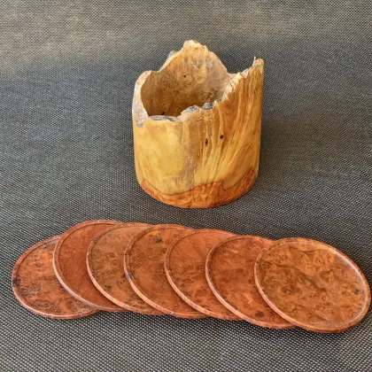 Amboyna Burl Coaster Set 
3
