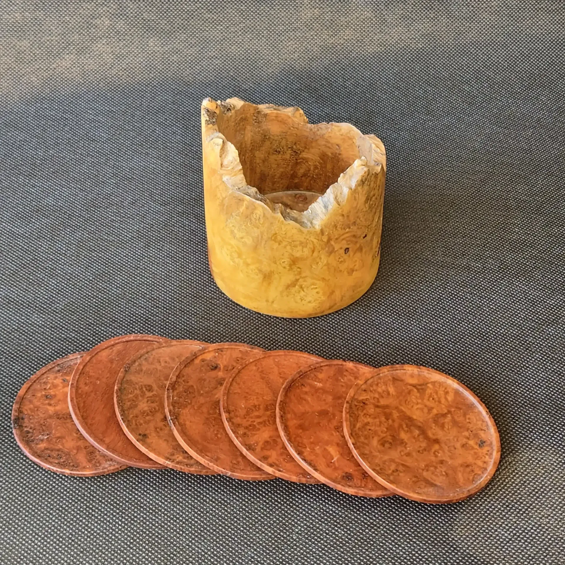 Amboyna Burl Coaster Set 
3