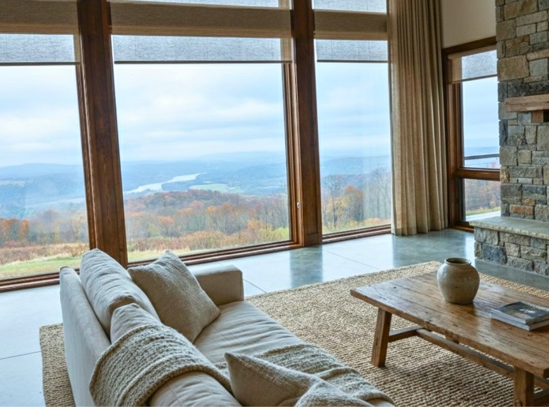 panoramic windows with roller shades