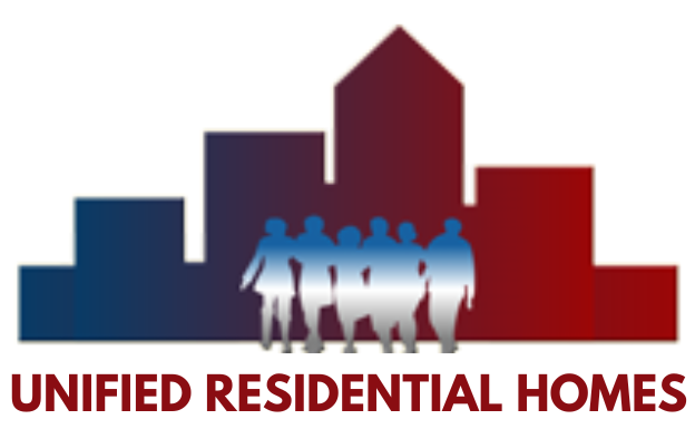 The logo for united residential homes shows a group of people standing in front of a building