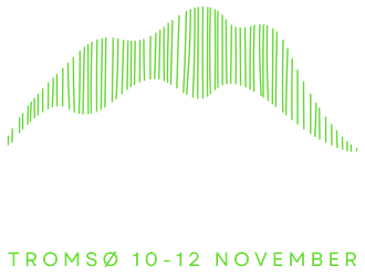 A green line drawing of a mountain with the words tromso 10 - 12 november written below it.