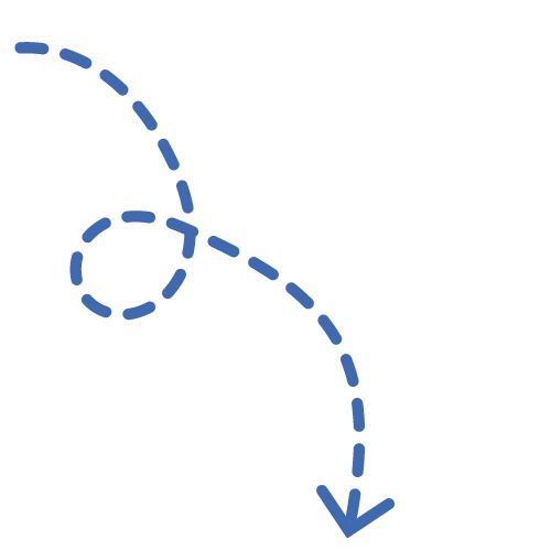 dotted line with arrow connecting data points