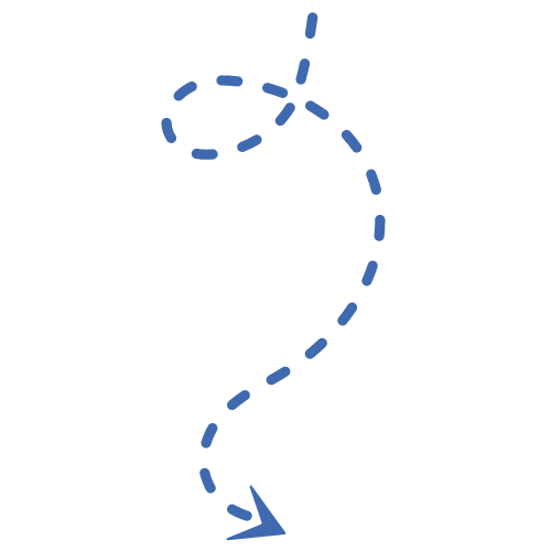 dotted line with arrow connecting two data sets
