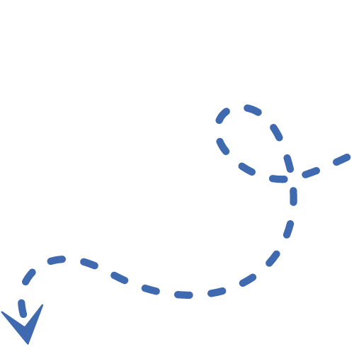 dotted line with arrow connecting data points