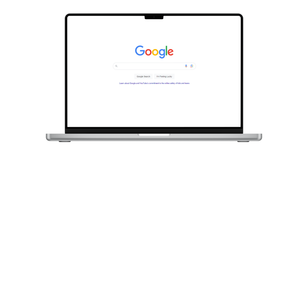 a screen mockup of the Google search bar on a laptop