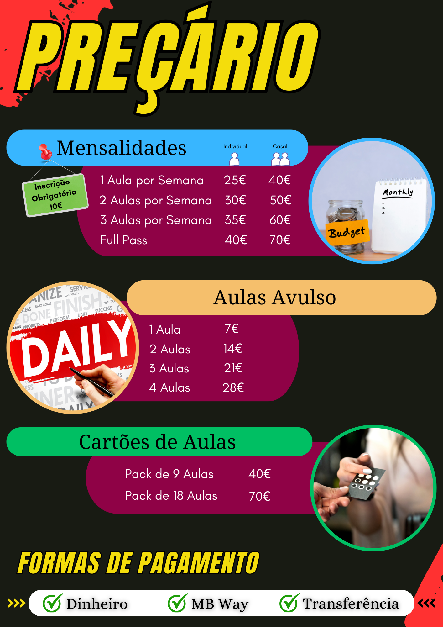 Preçário Aulas de Dança 25/26