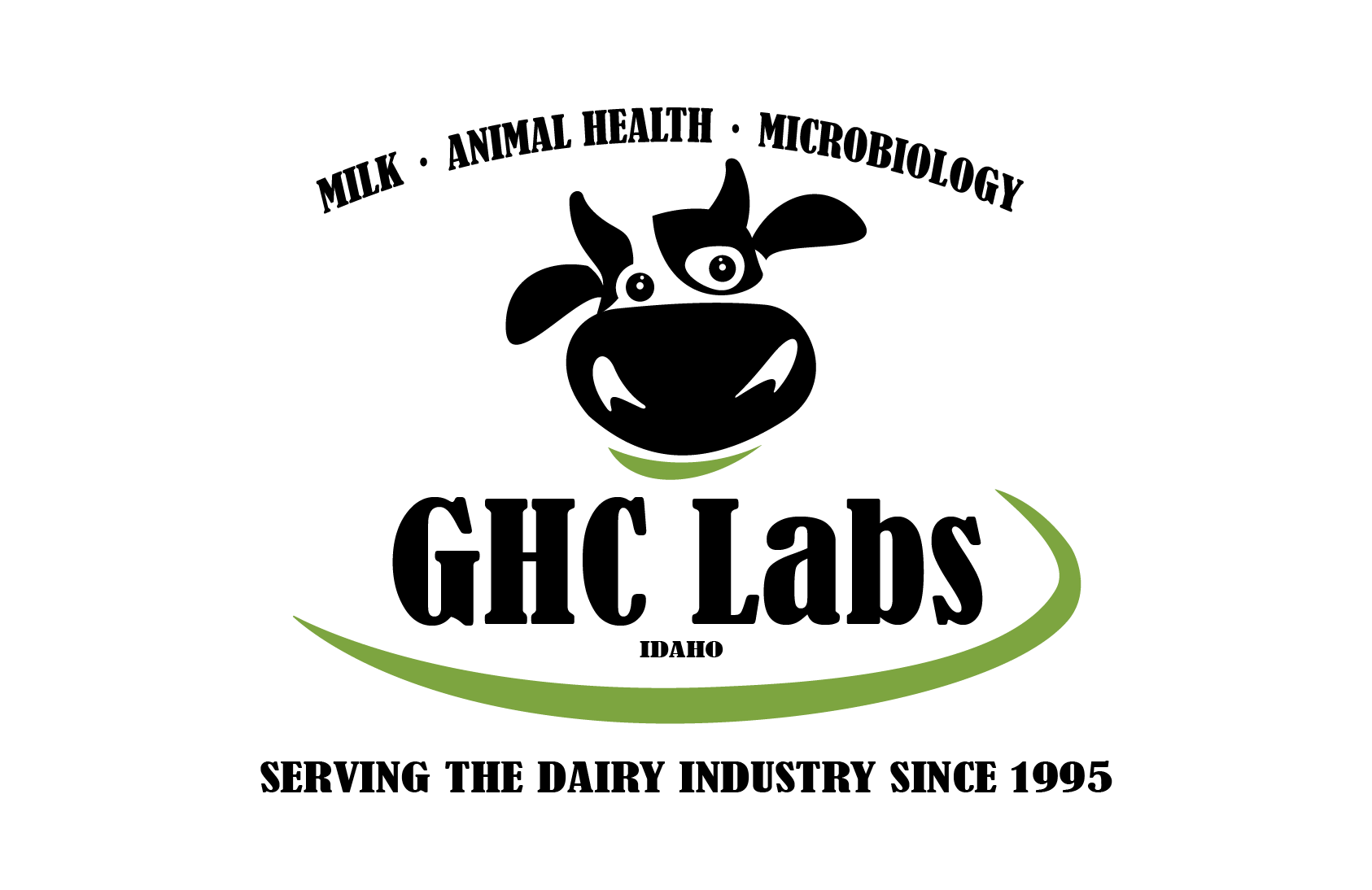 A logo for ghc labs with a cow on it