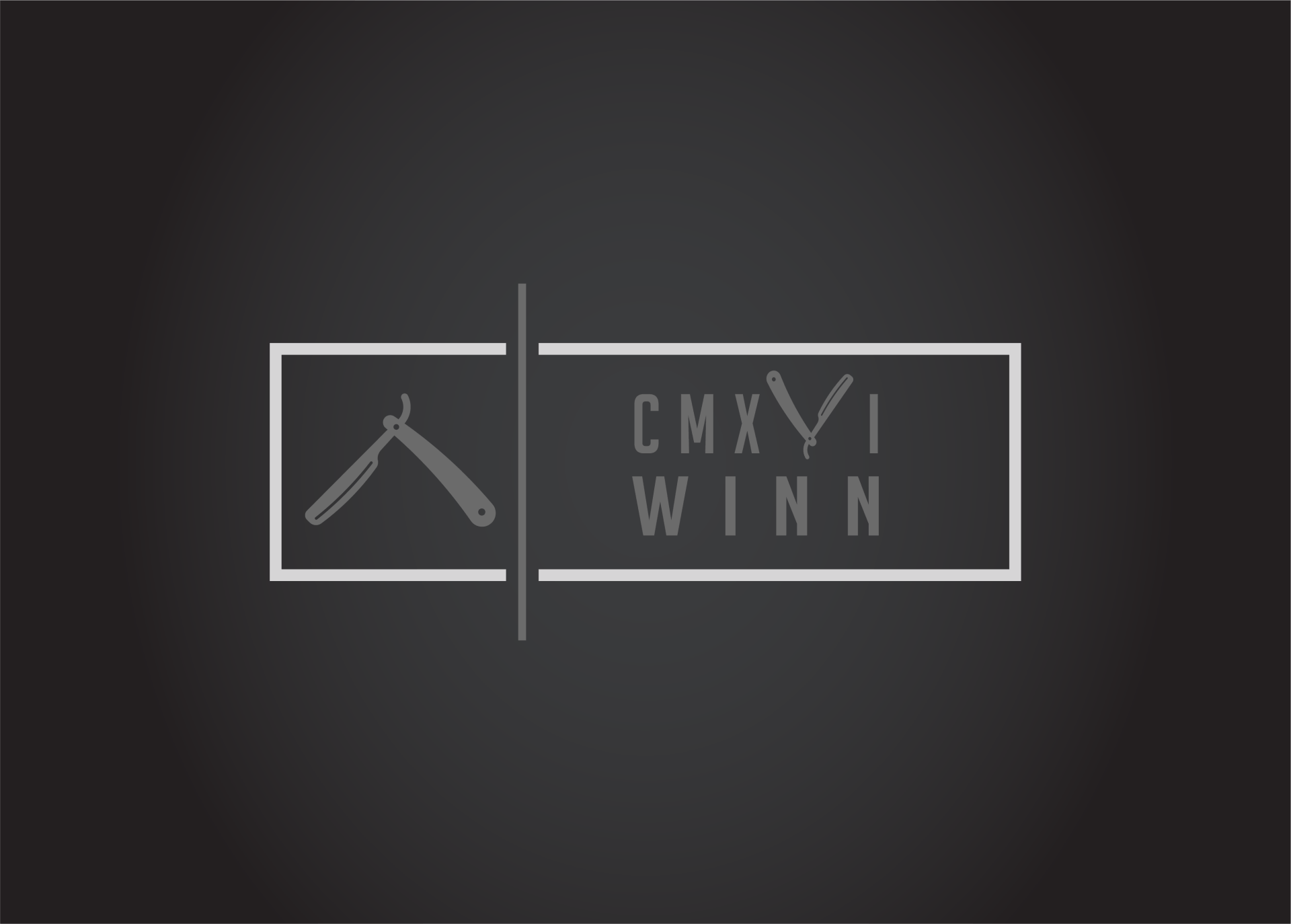 A logo for a barber shop called cmxvi winn