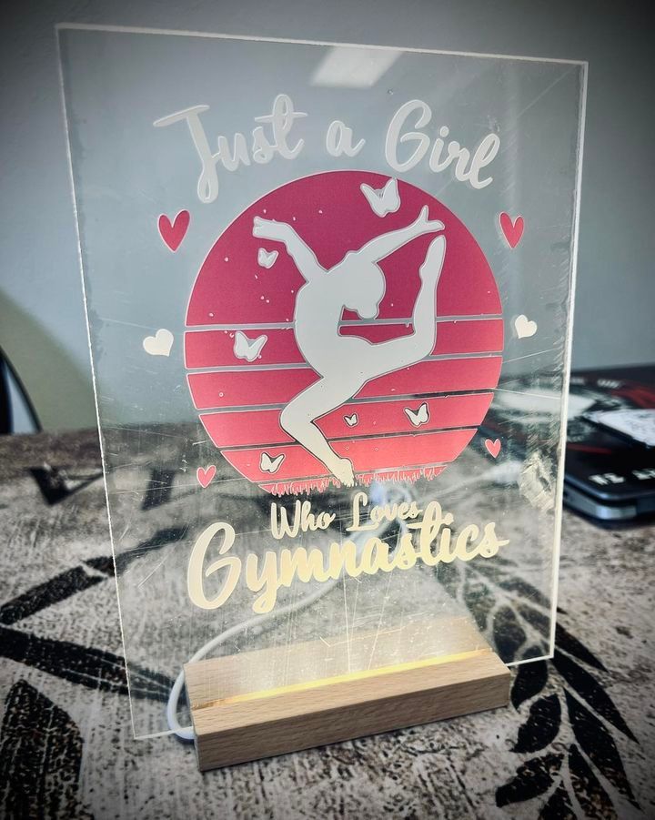 A sign that says just a girl who loves gymnastics