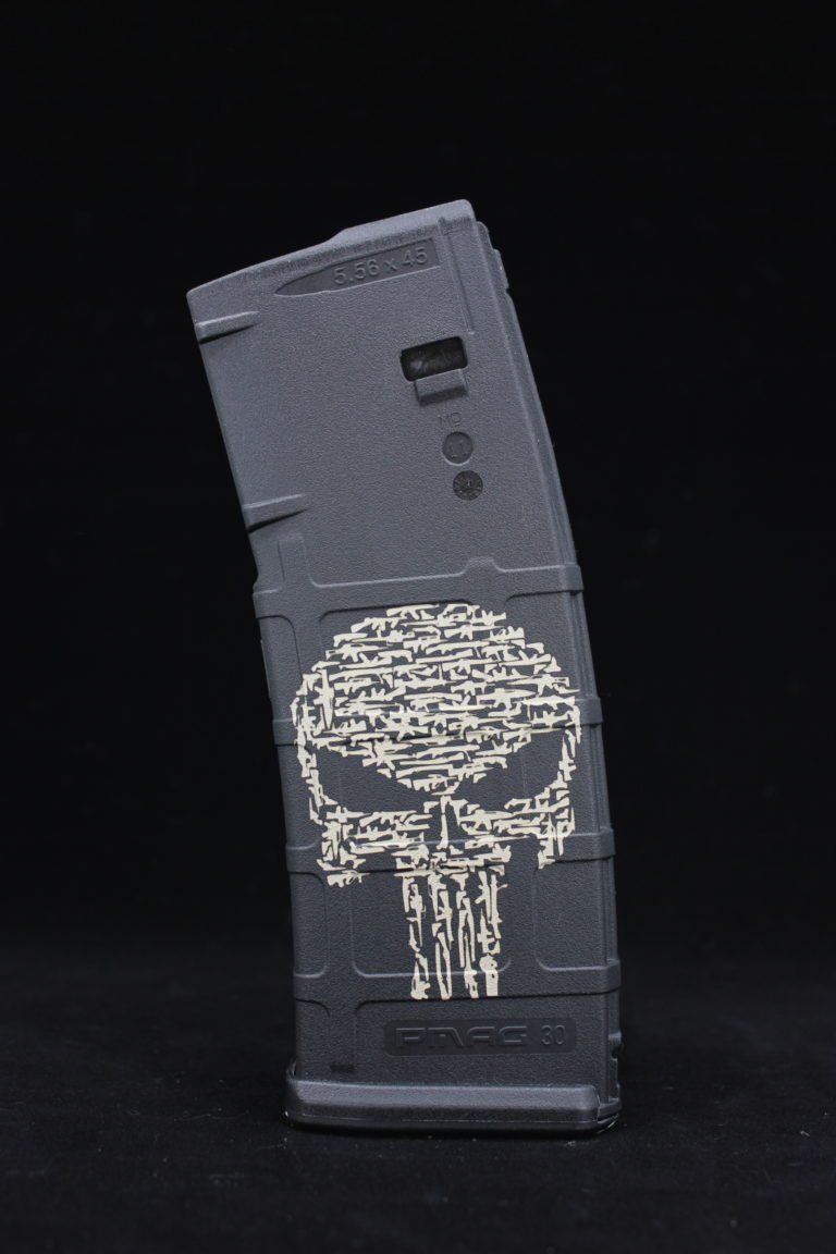 A magazine with a punisher skull on it