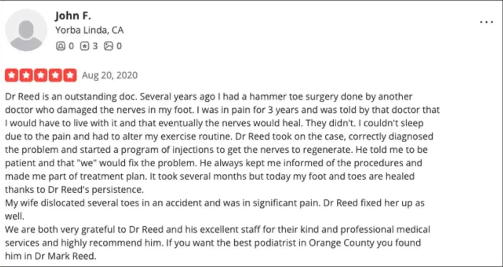 Dr. Reed was able to help John F fix his issue.