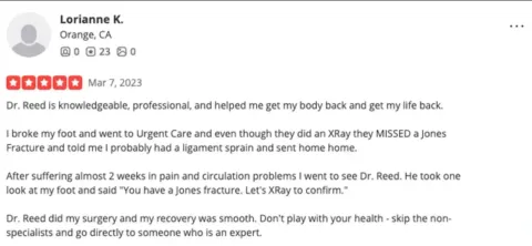 Dr. Reed helped get a patient Lorianne's life back with his expert care.