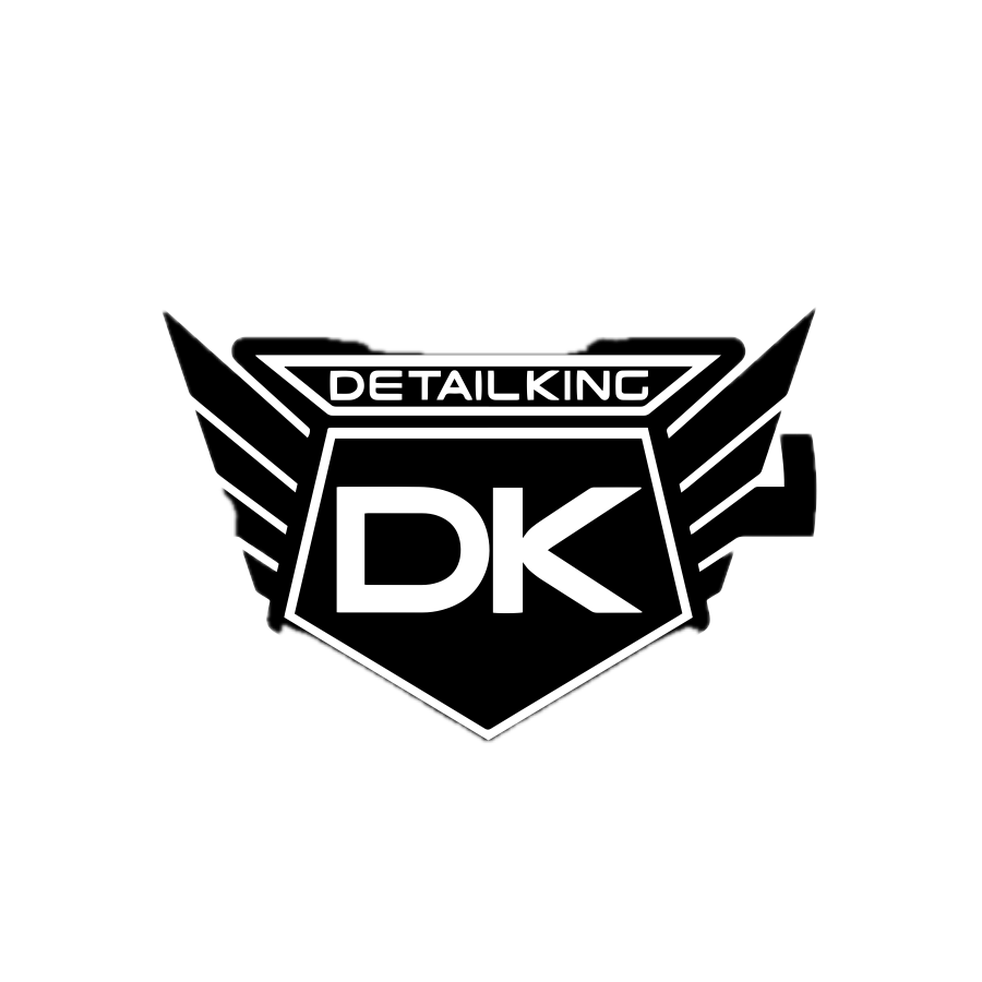 Black Detail King logo with DK initials inside a shield shape, flanked by wings.