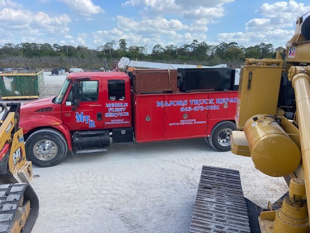 Red service truck with 