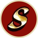 A gold letter s is in a red circle.