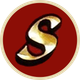 A gold letter s is in a red circle.