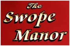 A red sign that says the swope manor