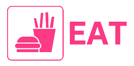 A Pink Sign That Says Eat With A Hamburger And French Fries  — Bills Amusements In Kabra, QLD