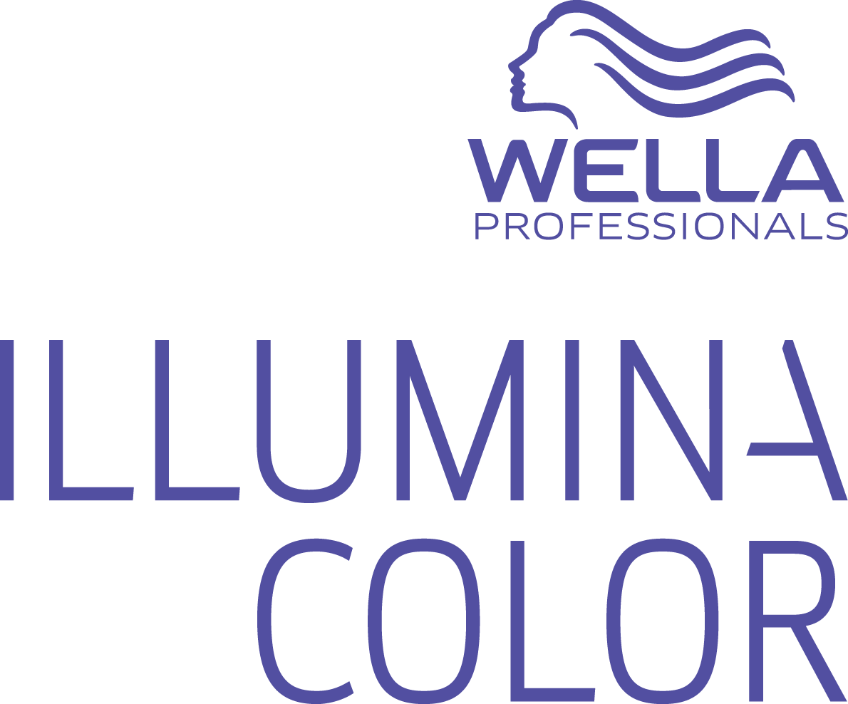 Wella Professionals Illumina Color-Logo mit einer Frauensilhouette und Text in Lila.