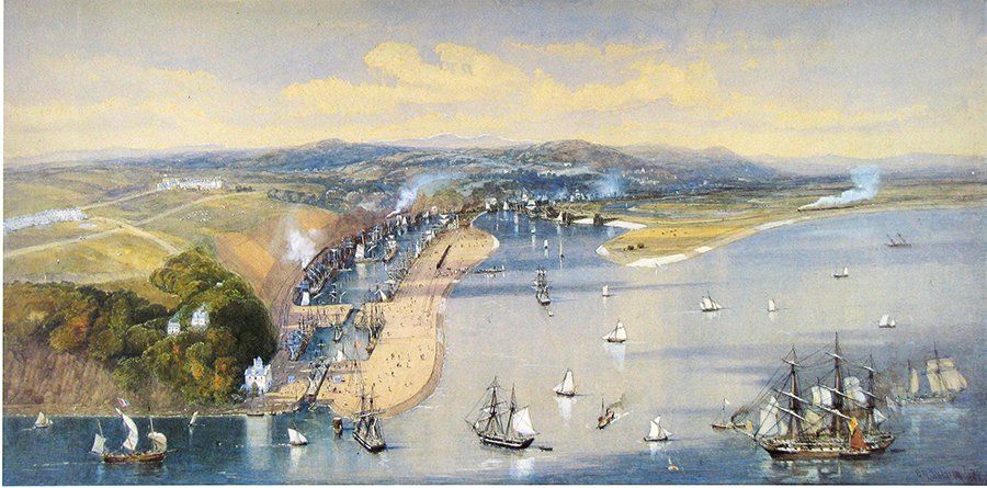 Impression of Penarth Dock 1865 print by G A Williams