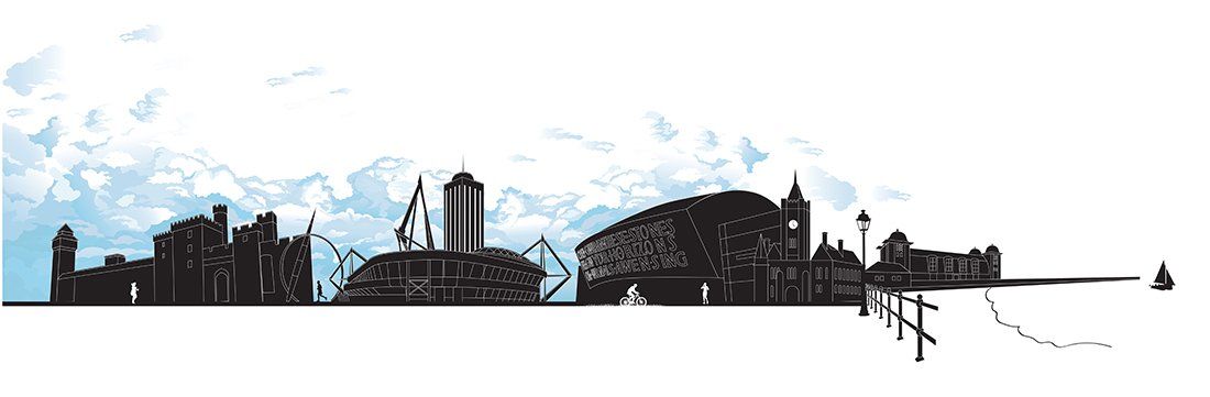 Cardiff and Penarth Silhouette print, Jessica Draws