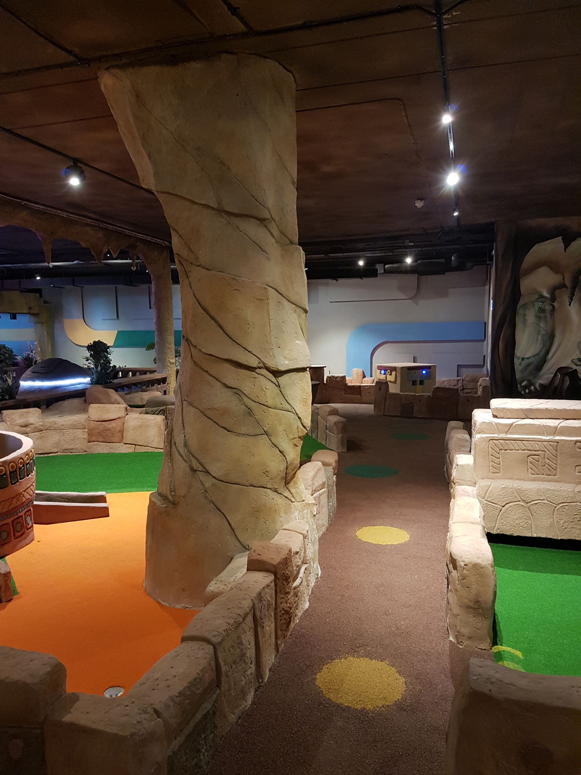 There is a pillar in the middle of the room.