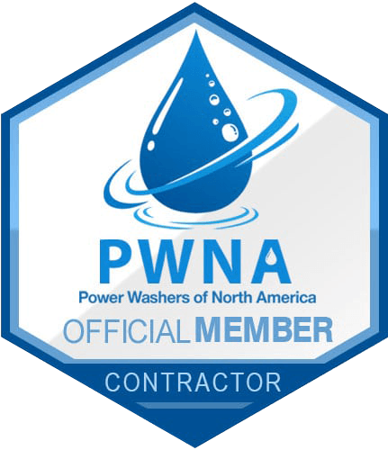PWNA Official Member Contractor badge with a blue water drop inside a hexagon.