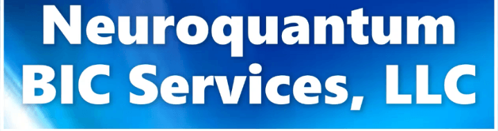 Neuroquantum BIC Services, LLC in white text on a blue gradient background.