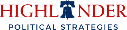 The logo for highlander political strategies has a bell on it