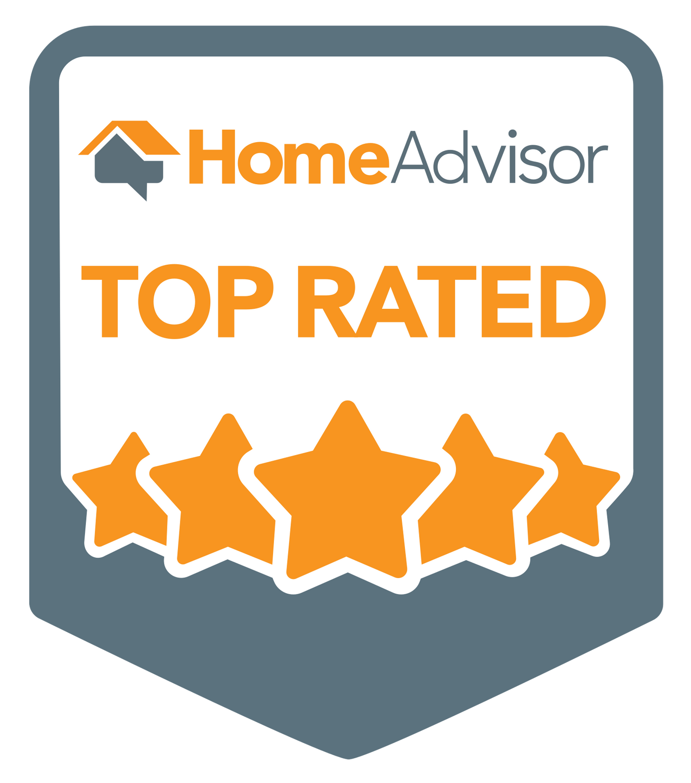 A home advisor top rated badge with four stars on it.