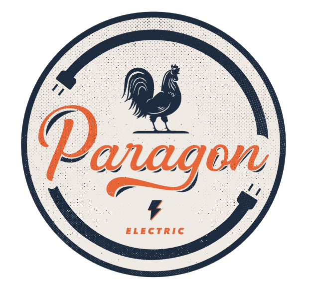 A Paragon Electric logo with a rooster on top