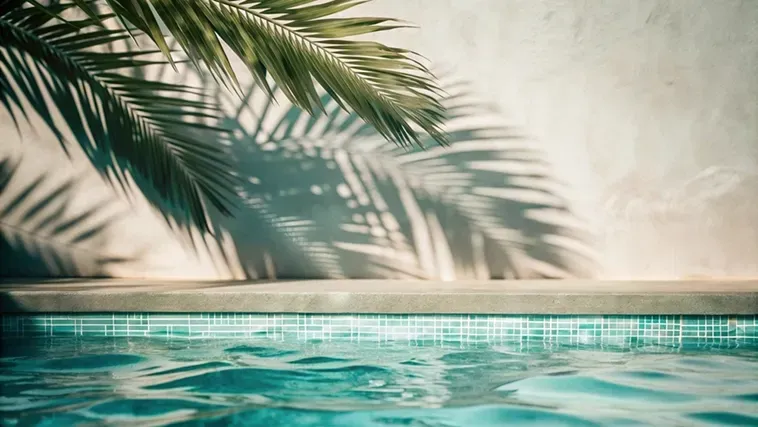 Concrete Pool Edge With Palm Frond — Creative Pools and Spas in Mount Eliza, VIC