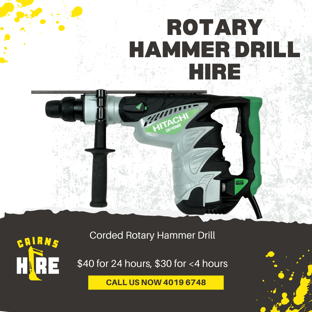 A picture of a rotary hammer drill for hire.