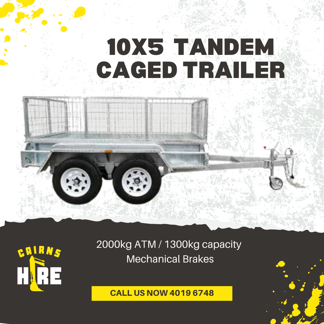 A 10x5 tandem caged trailer is for sale.