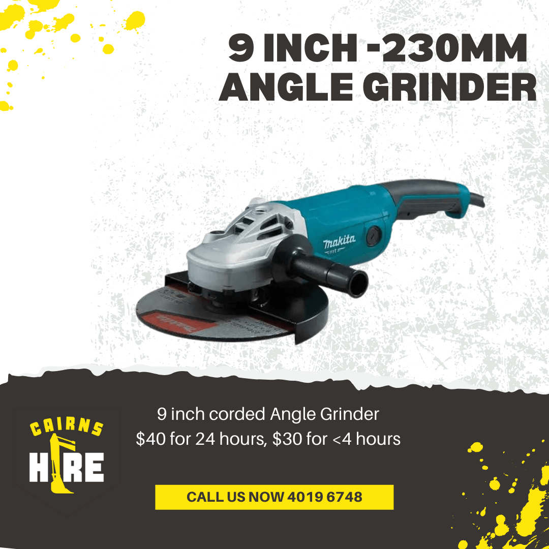 A picture of a 9 inch 230mm angle grinder.