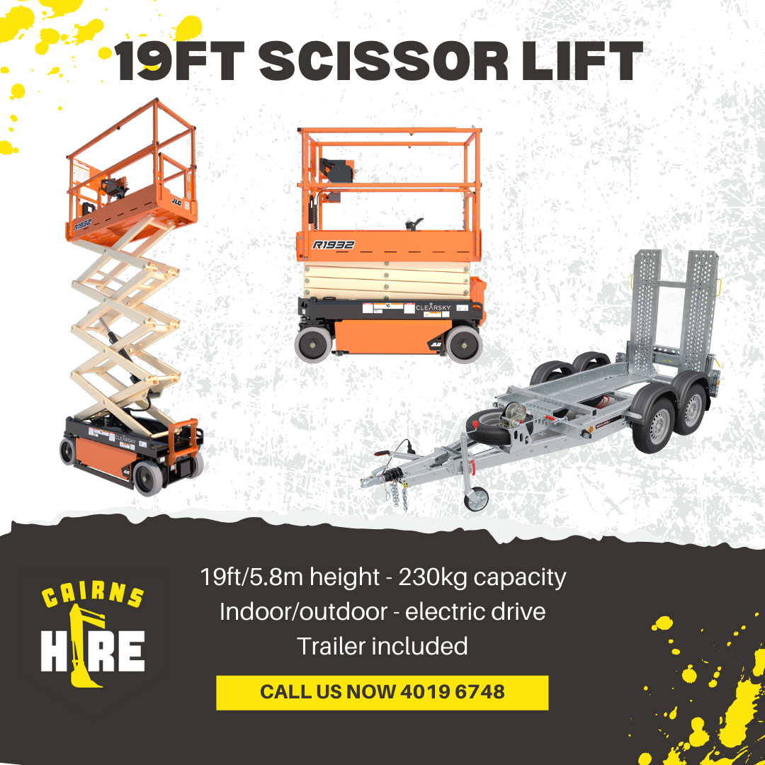 A scissor lift with a trailer attached to it.