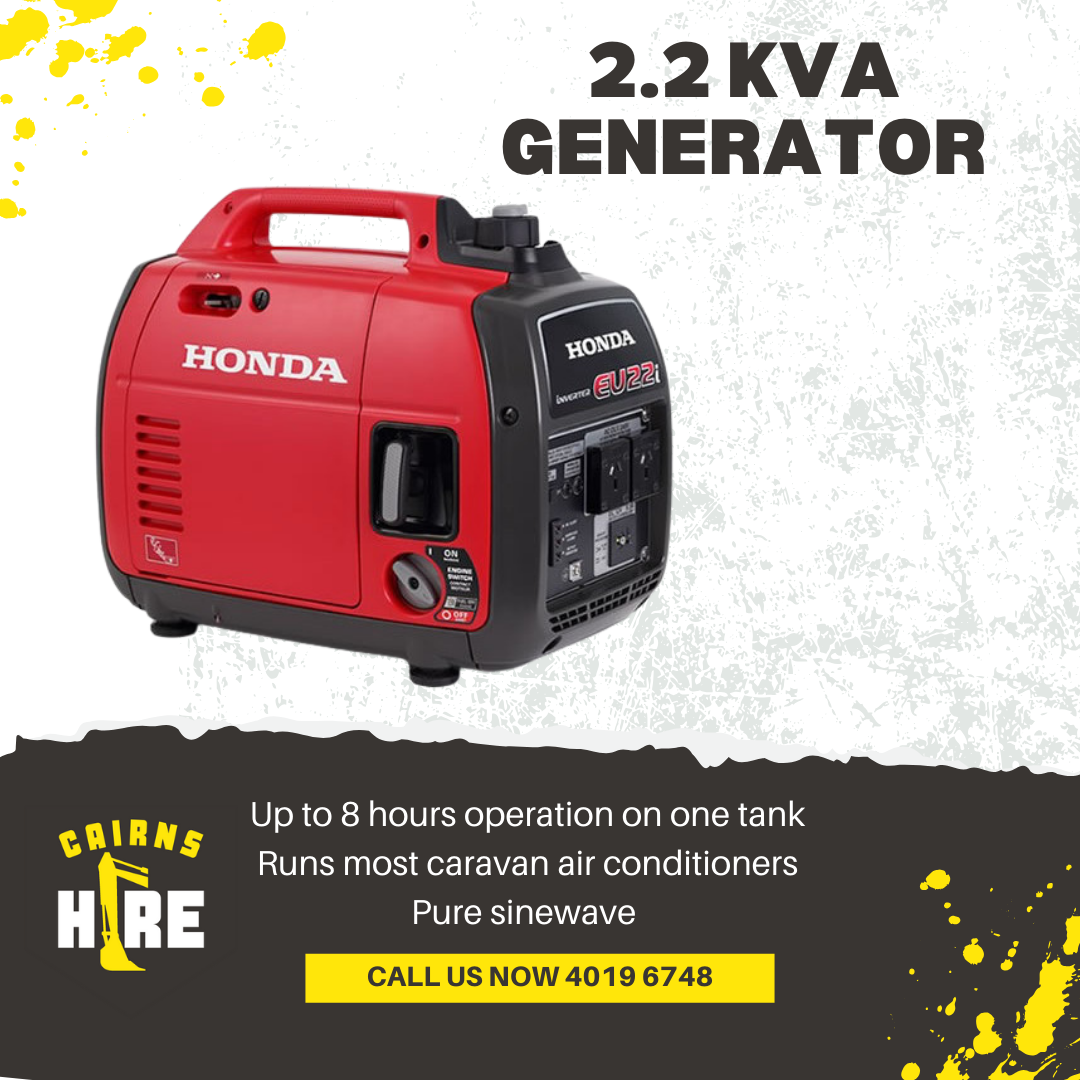 A red and black honda generator is sitting on a table.