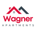 A red and black logo for wagner apartments