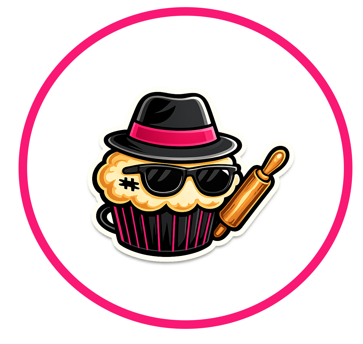 Muffin Top Mafia badge-style logo featuring a cartoon gangster muffin with vintage typography.