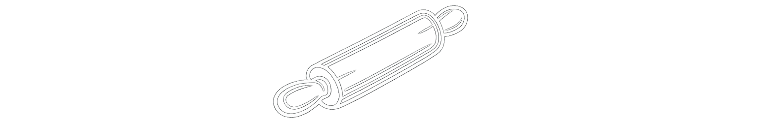 White outlined rolling pin with two bold white lines.