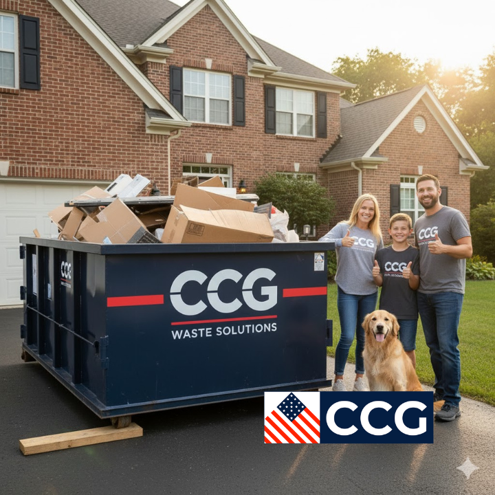 Happy Worthington Ohio customers after dumpster rental.