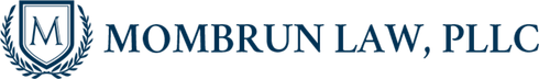 Mombrun Law, PLLC logo with blue shield emblem and text on white background